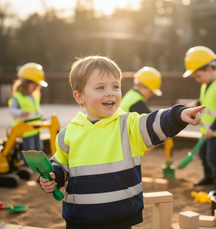 Kids Workwear bundle - Hi viz yellow hoody + Black Trouser