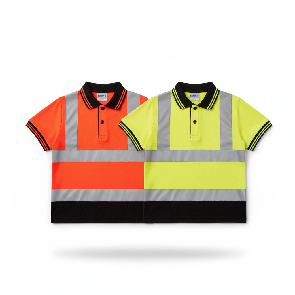 Kids Hi-Vis Polo T-shirt - Yellow/Orange