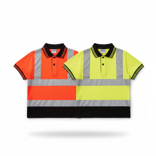 Kids Hi-Vis Polo T-shirt - Yellow/Orange