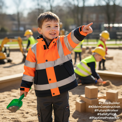Kids Hi-Vis Jacket (Orange) & Work Trouser (Grey) - Bundle