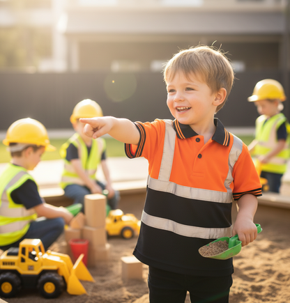 Kids Hi-Vis Polo T-shirt - Yellow/Orange